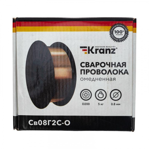 KR-11-0981-5 Проволока сварочная омедненная Св08Г2С-О (ER70S-6; SG2) 5кг 0.8мм D200 Kranz  фото 4