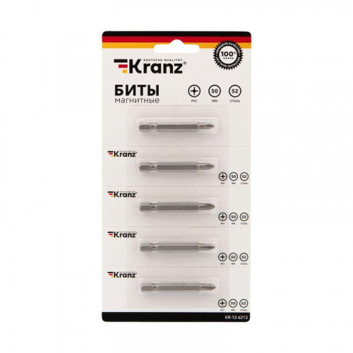 KR-12-6212 Бита PH1x50мм для шуруповерта сталь S2 (уп.5шт) (лента) Kranz  фото 4