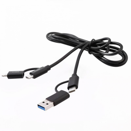 15248 Кабель 4 в 1 USB/Type C-Type C/Lightning 5А 60Вт 1.2м З+ПД коробка черн. Ergolux  фото 4