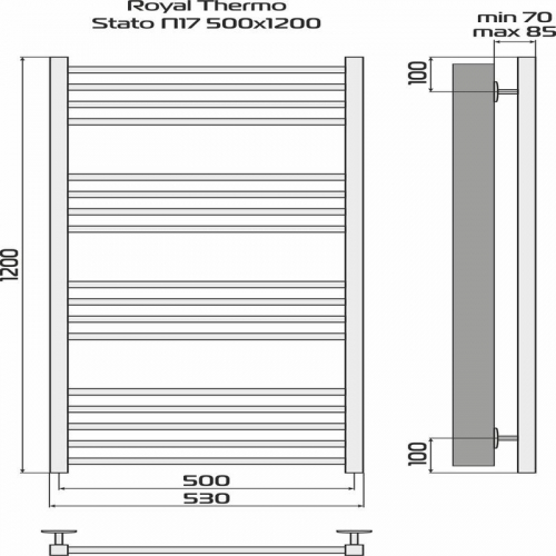 НС-1433977 Полотенцесушитель Stato black П17 500х1200 Royal Thermo  фото 4