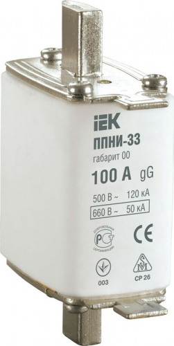 DPP10-100 Вставка плавкая ППНИ-33 100А габарит 00 IEK 