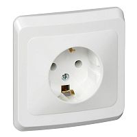 PC16-003B Розетка 1-м СП Этюд 16А IP20 250В с заземл. без защ. шторок бел. SE 