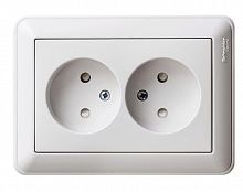 RS16-254-18 Розетка 2-м СП W59 16А IP20 без заземл. защ. шторки бел. SE 