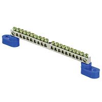 sn1-63-20-2 Шина нулевая N 6х9 20 отверст. цинк 2 син. угловых изолятора PROxima EKF 