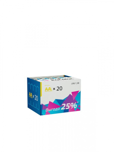 KOCLR620BOX Элемент питания алкалиновый AA/LR6 (уп.20шт) КОСМОС 