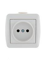 710-0200-121 Розетка 1-м ОП Nata 16А IP20 без заземл. керамика бел. LEZARD 