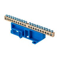 sn0-63-20-d Шина нулевая N 6х9 20 отвер. латунь син. изолятор на DIN-рейку PROxima EKF 