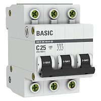 mcb4729-3-25C Выключатель автоматический модульный 3п C 25А 4.5кА ВА 47-29 Basic EKF 