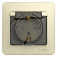 GSL000248 Розетка 1-м СП Glossa 16А IP44 с заземл. защ. шторки с крышкой в сборе беж. SE 