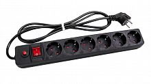 967U-4001 Удлинитель с сетевым фильтром 6х1.8м с заземл. 10А IP20 ПВС 3х0.75 защ. шторки черн. UNIVersal 