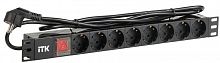 PH12-8D1-P Блок розеток 8 мест PDU (немец. станд.)  19дюймов DIN49440 с LED выкл. ПВХ 1U шнур 2м ITK 