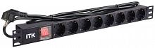 PH12-8D1 Блок розеток 8 мест PDU (немец. станд.) DIN49440  с LED выкл. алюм. профиль1U шнур 2м ITK 