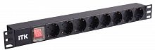 PH12-8D3 Блок розеток 8-м PDU 1U вх. C14 немецк. стандарт с LED-выкл. без шнура алюм. профиль ITK 