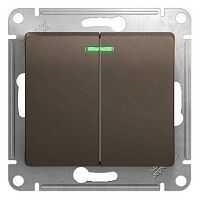 GSL000853 Выключатель 2-кл. СП Glossa 10А IP20 (сх. 5а) 10AX с подсветкой механизм шоколад. SE 