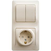 GSL000274 Блок комбинированный Glossa (розетка защ. шторки с заземл.+ 2-кл. выкл.) беж. SE 