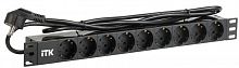 PH22-9D1-P Блок розеток 9 мест PDU (немец. станд.) DIN49440 ПВХ профиль 1U шнур 2м; вилка DIN 49441 (немец. станд.); черн. ITK 