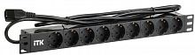 PH22-9D2-P Блок розеток 9 мест PDU (немец. станд.) DIN 49440 ПВХ профиль 1U шнур 2м; вилка IEC 320 C14; черн. ITK 