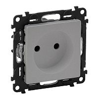 753616 Розетка 1-м СП Valena Life 16А IP20 250В 2P защ. шторки безвинтов. клеммы с лицев. панелью механизм алюм. Leg 