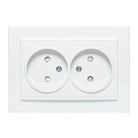 ERR10-102-100 Розетка 2-м СП Минск 10А IP20 без заземл. защ. шторки бел. Basic EKF 