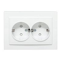 ERR16-128-100 Розетка 2-м СП Минск 16А IP20 с заземл. защ. шторки бел. Basic EKF 