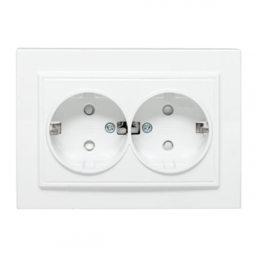 ERR16-128-100 Розетка 2-м СП Минск 16А IP20 с заземл. защ. шторки бел. Basic EKF 