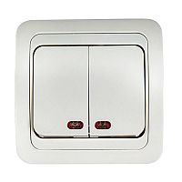 4680005959877 Выключатель 2-кл. СП Classico 2123 10А IP20 с подсветкой бел. ASD / IN HOME 