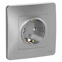 BLNRS001113 Розетка 1-м СП Blanca 16А IP20 250В с заземл. защ. шторки алюм. SE 