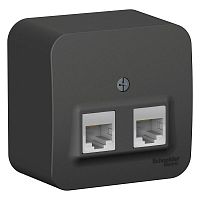 BLNIA045456 Розетка компьютерная 2-м ОП Blanca RJ45 кат.5E с изолир. пластиной антрацит SE 
