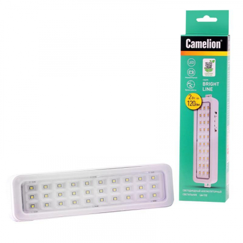 13149 Светильник светодиодный LA-112 30LED 220В аккумуляторный Li-ion бел. Camelion  фото 6