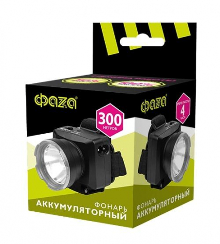 2857644 Фонарь налобный AccuFH7-L3W-bk 2 режима работы: 100проц./50проц. IP20 регулир. угол наклона индикатор зарядки черн. ФАZА  фото 2