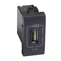 L4285C1 Розетка USB Mosaic 1мод. 1.1А 230/5В антрацит Leg BTC 