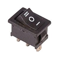 36-2145 Выключатель клавишный 250В 6А (3с) ON-OFF-ON черн. с нейтралью Mini (RWB-205 SC-768) Rexant 