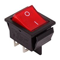 36-2340 Выключатель клавишный 250В 20А (4с) ON-OFF красн. с подсветкой (RWB-502 SC-767 IRS-201-1) Rexant 