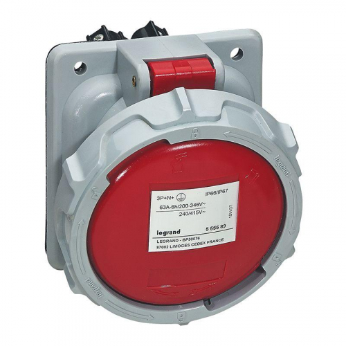 555588 Розетка встроенная 63А 3К+З 380В IP67 Leg 