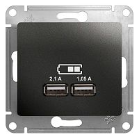 GSL000733 Розетка USB 2-м СП Glossa тип A+A 5В/2100мА 2х5В/1050мА механизм антрацит SE 