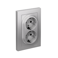 ATN000324 Розетка 2-м СП AtlasDesign 16А IP20 с заземл. в сборе алюм. SE 