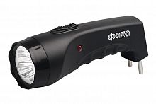 5000797 Фонарь аккумуляторный ручной AccuF2-L04-bk 4LED 2 режима: 100проц./25проц. аккум. 0.4А.ч выдвижная вилка индикатор зарядки черн. ФАZА 
