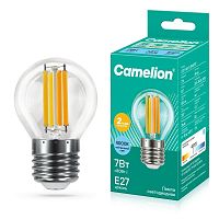 13459 Лампа светодиодная филаментная LED7-G45-FL/845/E27 7Вт шар прозрачная 4500К бел. E27 220-240В Camelion 
