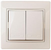 Б0027602 Выключатель 2-кл. СП Plano 10А IP20 1-104-02 250В сл. кость Intro 
