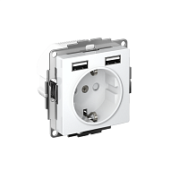 ATN000130 Розетка 1-м СП AtlasDesign 16А IP20 с 2-мя заряд. устройствами USB тип A+A 5В/2.4А 2х5В/1.2А механизм бел. SE 