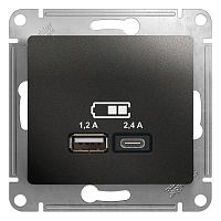 GSL000739 Розетка USB Glossa тип A+C 5В/2.4А 2х5В/1.2А механизм антрацит SE 