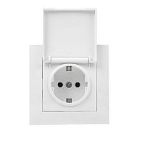 EWV10-124-10 Розетка 1-м СП Валенсия 16А IP44 с заземл. защ. шторки с крышкой бел. PROxima EKF 