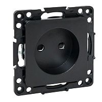 EZR10-022-10 Розетка 1-м СП Стокгольм 10А IP20 без заземл. защ. шторки механизм черн. PROxima EKF 