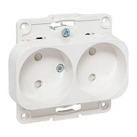 EYR10-102-10 Розетка 2-м СП Стокгольм 10А IP20 без заземл. защ. шторки механизм бел. PROxima EKF 