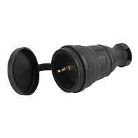 Б0044541 Разъем каучуковый с заземл. прям. 16А IP44 черн. Эра 