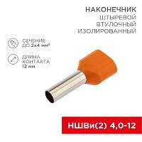 06-0411-A Наконечник штыревой втулочный изолированный F-12мм 2х4кв.мм (НШВи(2) 4.0-12/НГи2 4.0-12) оранж. (блист.) Rexant 
