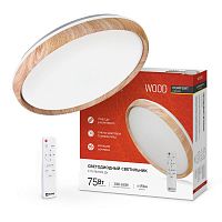 4690612035758 Светильник светодиодный COMFORT WOOD 75Вт 3000-6500К 6000лм 230В 490х90мм с пультом ДУ IN HOME 