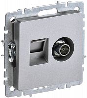BR-AK20-1-K47 Розетка компьютерная + телевизионная 2-м Brite РТВ/РК12-БрА RJ45 кат.5E + TV механизм алюм. IEK 