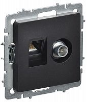 BR-AK20-1-K02 Розетка компьютерная + телевизионная 2-м Brite РТВ/РК12-БрЧ RJ45 кат.5E + TV механизм черн. IEK 