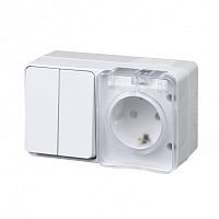 ATN540174 Блок ОП AtlasDesign PROFI IP54 (розетка 1-м 16А заземл. защ. шторки + 2-кл. выключатель 10А) бел. SE 